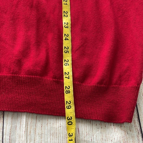 Chaps Mens Cotton & Cashmere Blend V-Neck Sweater Red Size L Soft Preppy - Picture 10 of 13